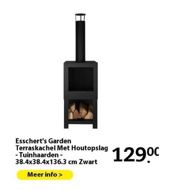 esschert's garden terraskachel met houtopslag - tuinhaarden