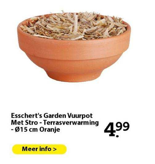 esschert's garden vuurpot met stro - terrasverwarming - ø15 cm oranje