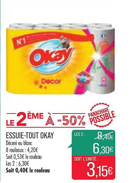 essuie-tout okay le 2ème à -50%