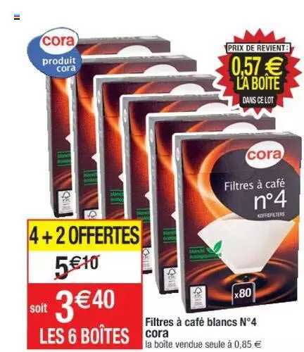 filtres à café blancs n°4 cora