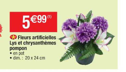 Fleurs Artificielles Lys Et Chrysanthèmes Pompon