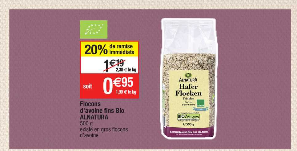 flocons d'avoine fins bio alnatura