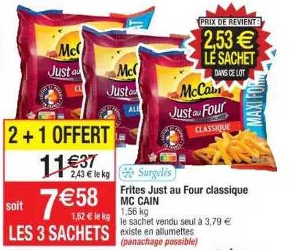 frites just au four classique mc cain