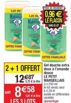 gel douche extra doux à l'amande douce le petit marseillais