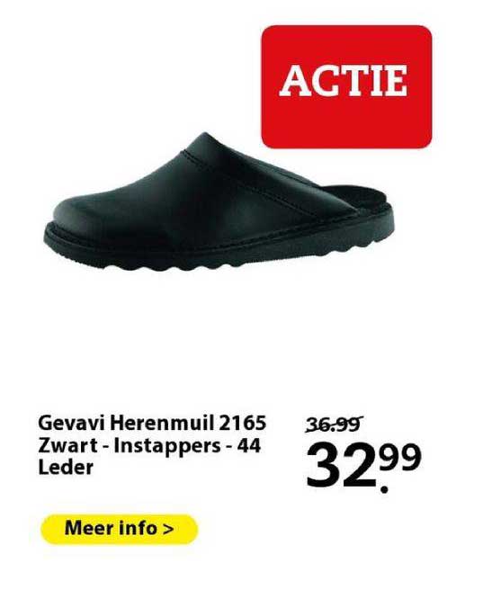 gevavi herenmuil 2165 zwart - instappers - 44 leder