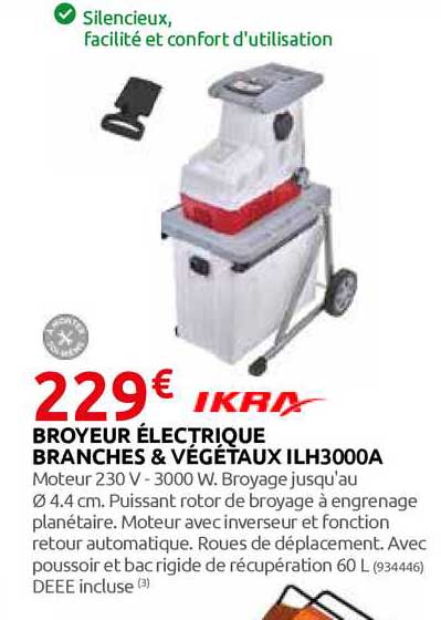ikra broyeur électrique branches & végétaux ilh3000a