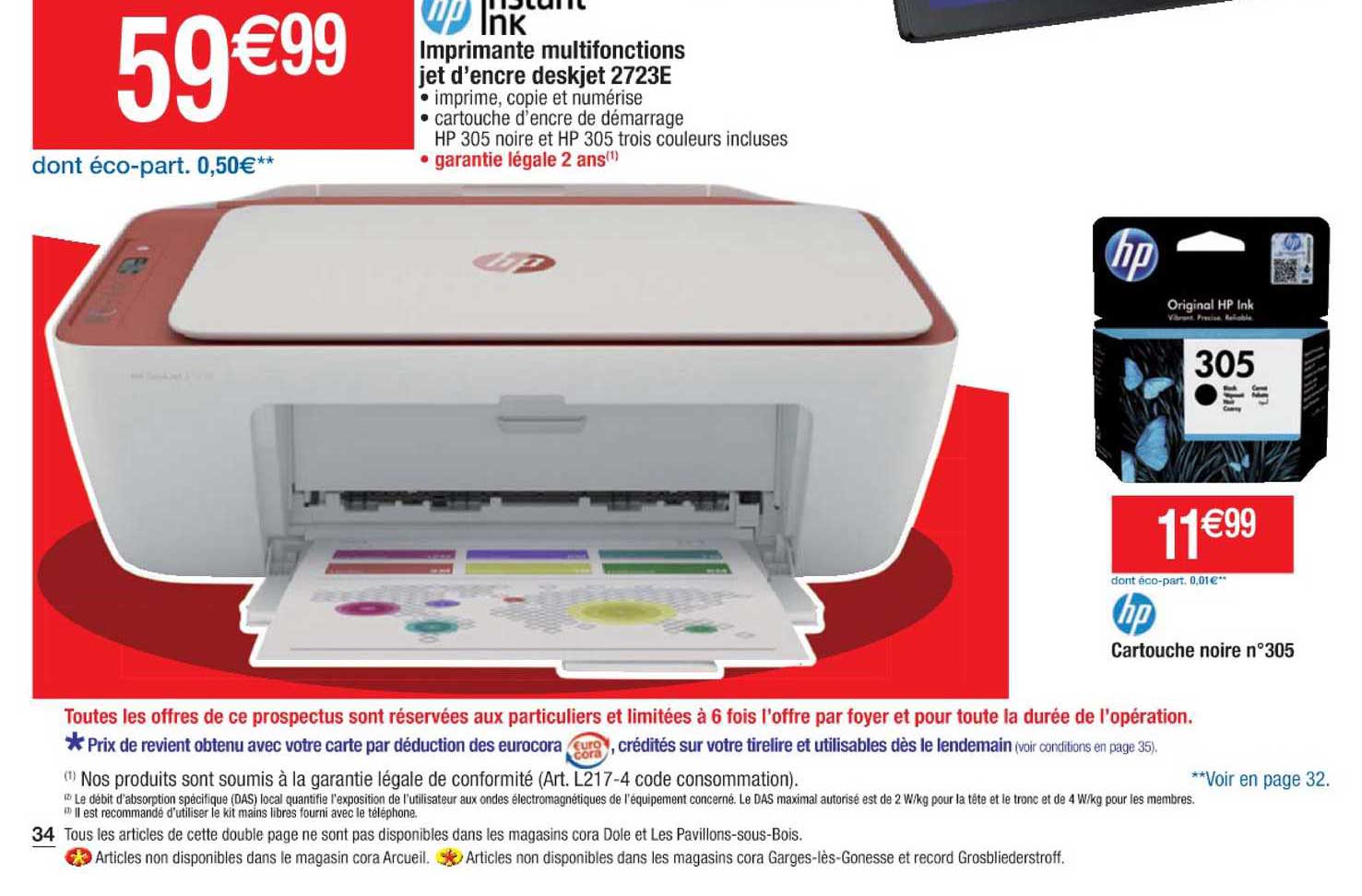 imprimante multifonctions jet d'encre deskjet 2723e instant ink