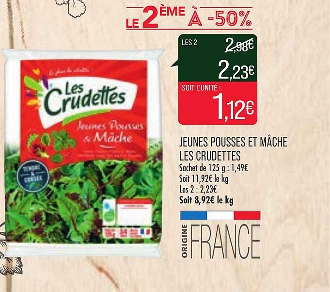 jeunes pousse et mâche les crudettes le 2ème à -50%