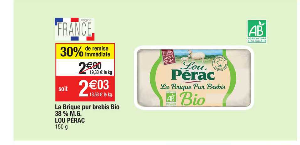 la brique pur brebis bio 38% m.g. lou pérac