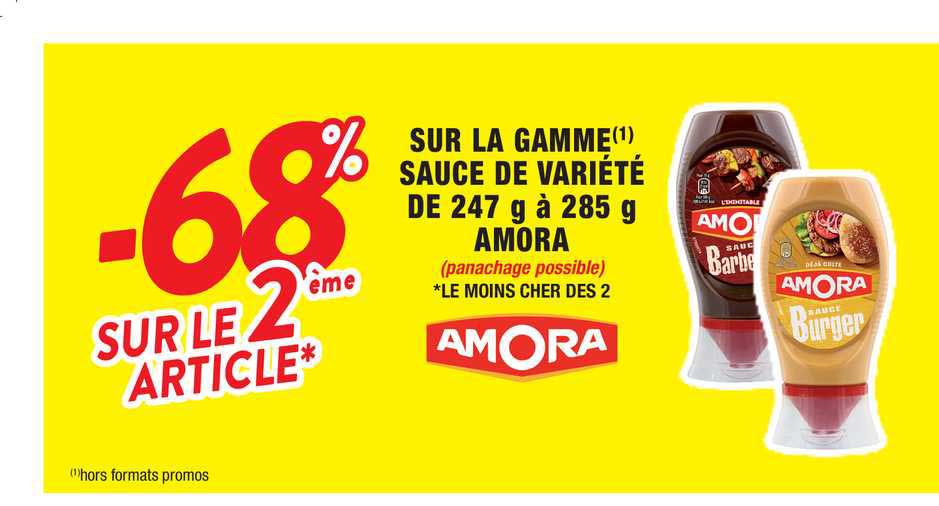 la gamme sauce de variété de 247 g à 285 g amora