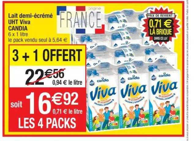 lait demi-écrémé uht viva candia