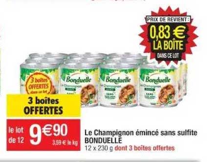 le champignon émincé sans sulfite bonduelle