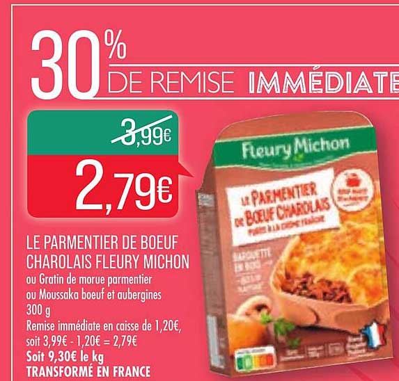 le parmentier de bœuf charolais fleur michon 30% de remise immédiate