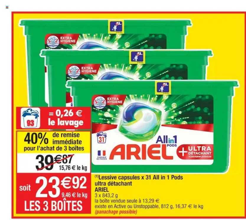 lessive capsules x31 all in 1 pods ultra détachant ariel