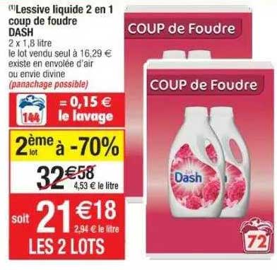 lessive liquide 2 en 1 coup de foudre dash
