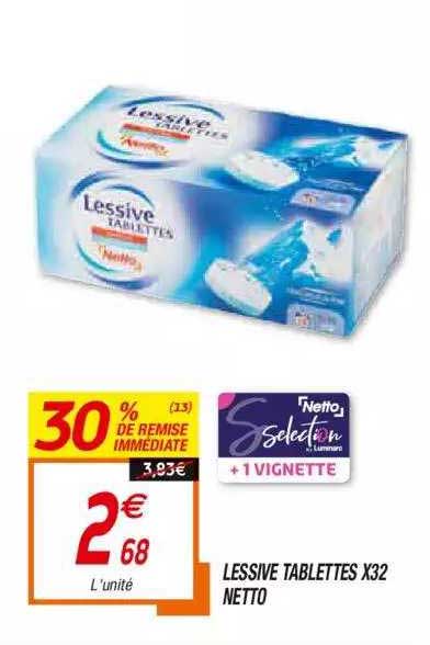 lessive tablettes x32 netto