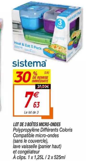 lot de 3 boîtes micro-ondes sistema
