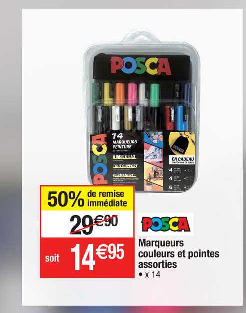 marqueurs couleurs et pointes assorties posca