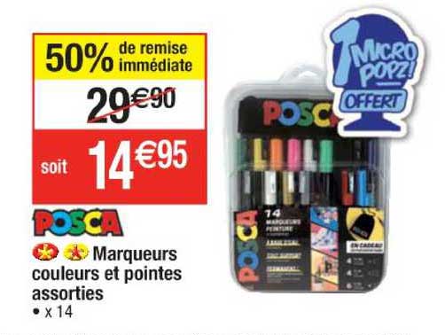 marqueurs couleurs et pointes assorties posca