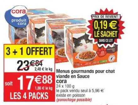 menus gourmands pour chat viande en sauce cora