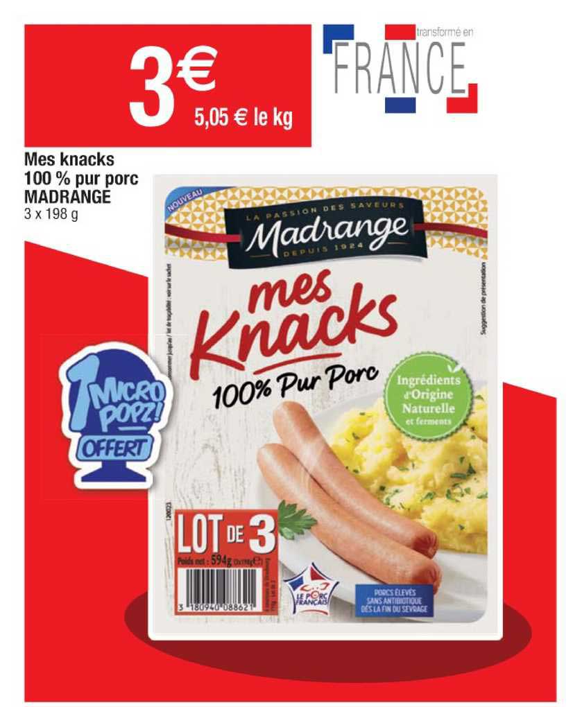 mes knacks 100% pur porc madrange