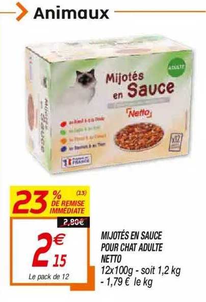 mijotés en sauce pour chat adulte netto