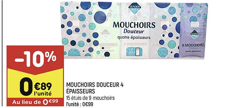 mouchoirs douceur 4 épaisseurs