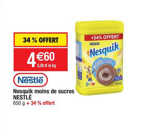 nesquik moins de sucres nestlé