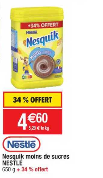 nesquik moins de sucres nestlé