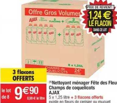 nettoyant ménager fête des fleu champs de coquelicots ajax