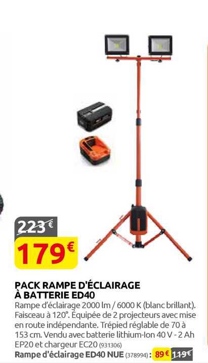pack rampe d'éclairage à batterie ed40