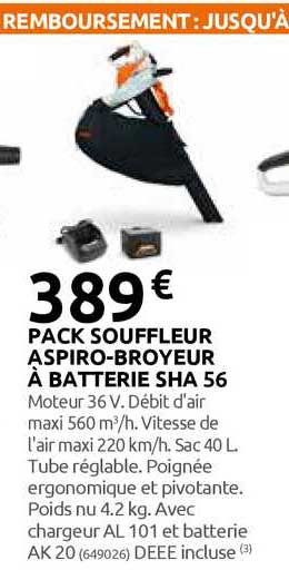 pack souffleur aspiro-broyeur à batterie sha 56
