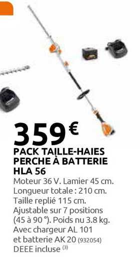 pack taille-haies perche à batterie hla 56