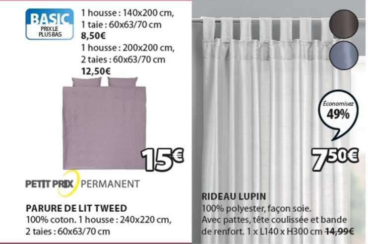 parure de lit tweed, rideau lupin