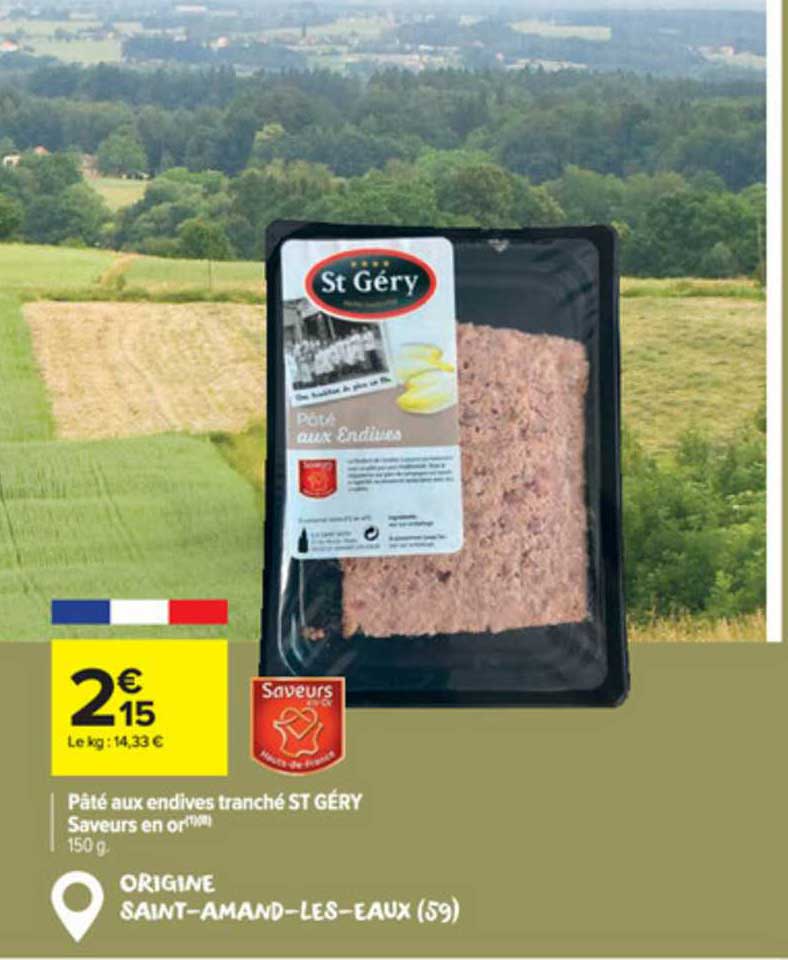 pâté aux endives tranché st géry saveurs en or
