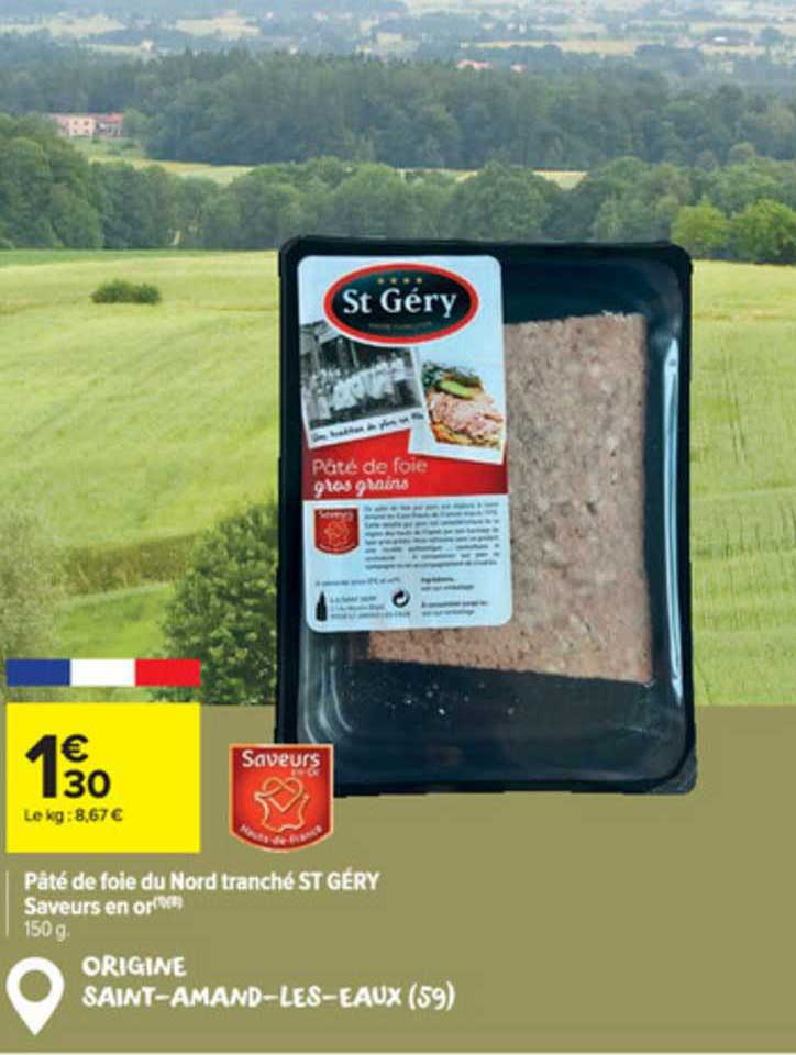 pâté de foie du nord tranché st géry saveurs en or