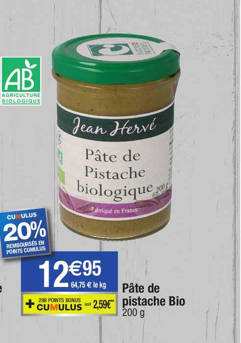 Pâte De Pistache Bio Jean Hervé