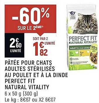 pâtée pour chats adultes stérilisés au poulet et à la dinde perfect fit natural vitality