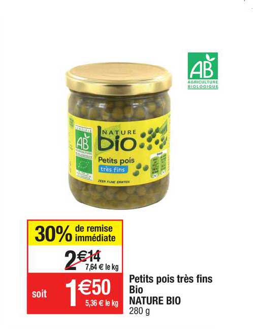 petits pois très fins bio nature bio
