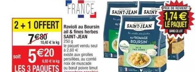 ravioli au boursin ail & fines herbes saint-jean