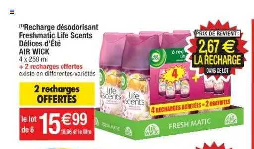 recharge désodorisant freshmatic life scents délices d'été air wick