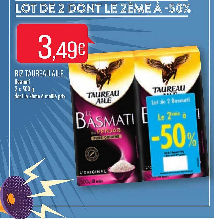 riz taureau ailé basmati lot de 2 dont le 2ème à -50%