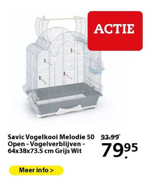 savic vogelkooi melodie 50 open - vogelverblijven- 64 x 38 x 73.5 cm grijs wit