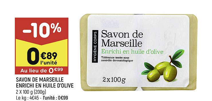 savon de marseille enrichi en huile d'olive