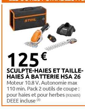 sculpte-haies et taille-haies à batterie hsa 26
