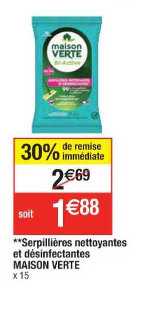 serpillères nettoyantes et désinfectantes maison verte