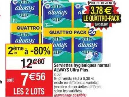 serviettes hygiéniques normal always ultra plus