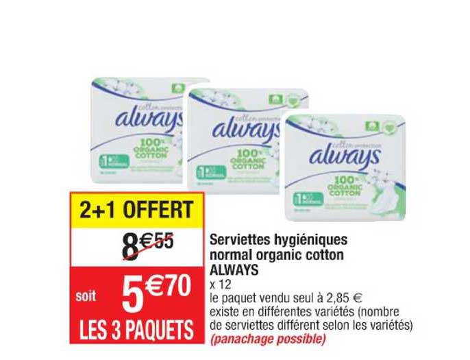 serviettes hygiéniques normal organic cotton always