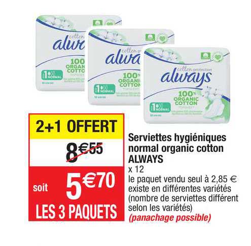 serviettes hygiéniques normal organic cotton always