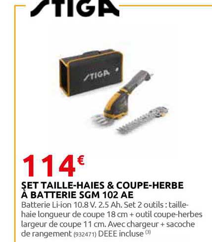 set taille-haies & coupe-herbe à batterie sgm 102 ae stiga